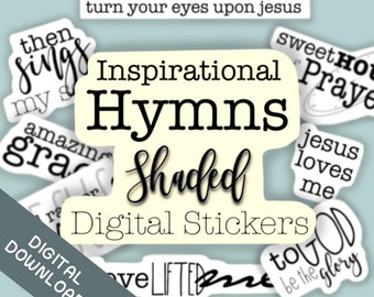 Inspirational Hymns Shaded Digital Stickers for your Goodnotes Journal