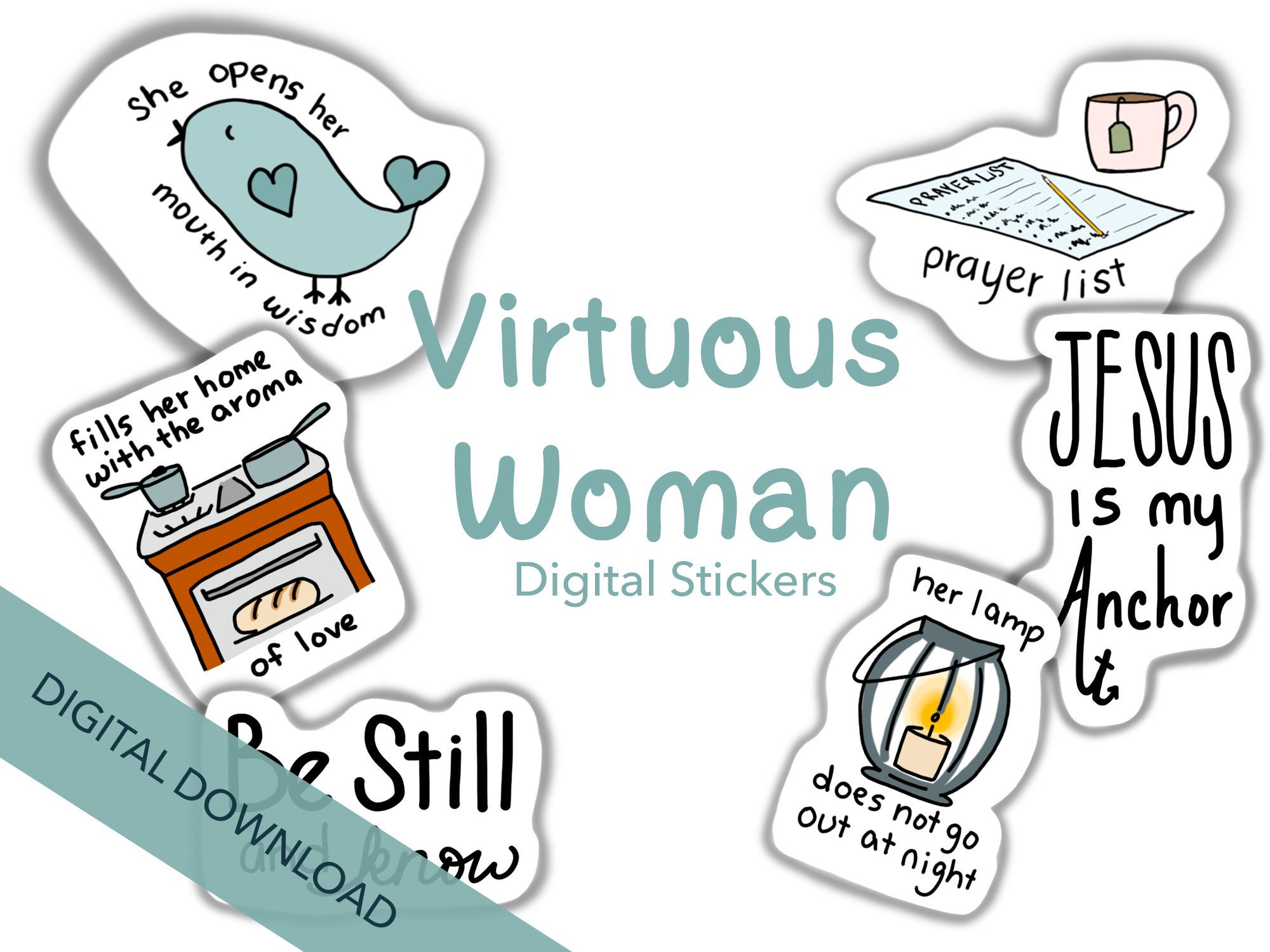 Virtuous Woman Faith Sticker Sheets, Christian Planner Stickers