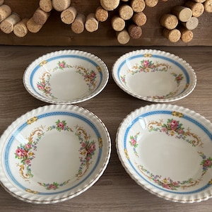 Johnson Brothers &quot;Belvedere&quot; Small Ceramic Bowls, Vintage China Dessert Bowl, Ice Cream Dishes, Snack Serving Set, Bridal Shower Gift (4)