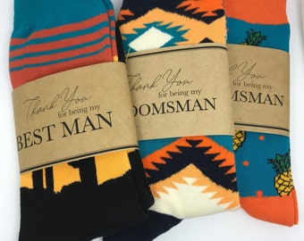 Custom Sock Wrap Groomsmen Unique Personalized Gift Best Man Bachelor Party Wedding Thank You Favor