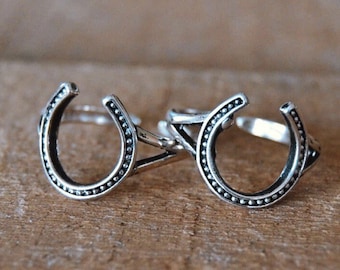 Antique Silver Horseshoe Ring | Sterling Silver |  Adjustable Ring |  Horseshoe Ring | Horseshoe Ring