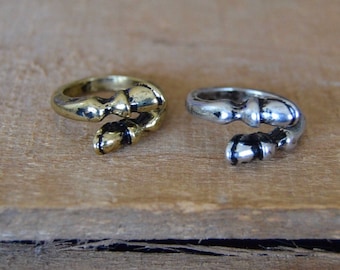 Antique Brass and Silver Adjustable Hoof Rings | Adjustable Ring | Horse Hoof Ring | Equestrian Jewelry