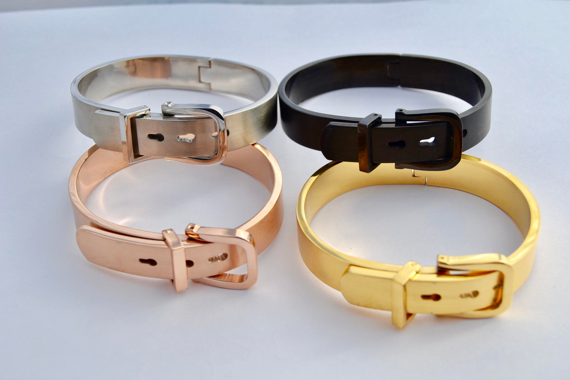 Rose Gold Gold Silver and Black Belt Buckle Bracelets 5mm Etsy