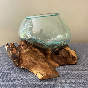 Small Molten Terrarium | Glass Wood Terrarium | Glass Planter | Modern Planter