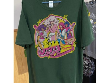 Shirt Jem en het hologram, 80's retro cartoon shirt, shirt Jem, buitenbeentjes shirt, shirt muziekband, shirt Jem hologrammen, uniseks kleding