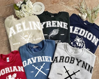 Camiseta con nombre de personaje de Trono de cristal, camiseta personalizada, camiseta de Aelin y Feyre, camiseta Tog, camiseta de libros, Aelin Galathynius, regalo para amantes de los libros