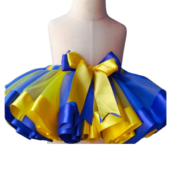 Blue and yellow tutu skirt. Rainbow tutu. Baby girl tutu skirt. Toddler girl tutu skirt. Girls tutu. Birthday party dress. Custome outfit.