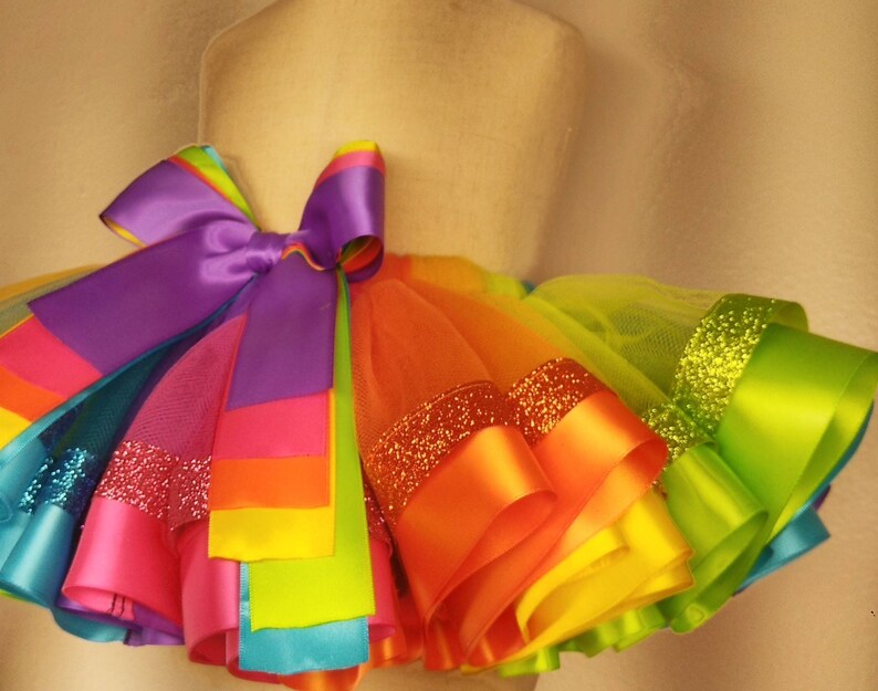 Rainbow Colors With Glitters Tutu Baby Girl Tutu Birthday Etsy