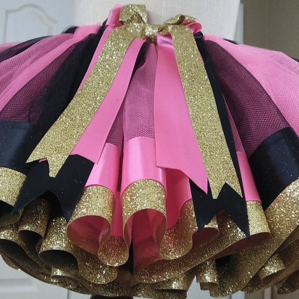 Pink and black Glittered Tutu Skirt. Baby Girl Tutu. Toddler Girl Tutu. Girls Tutu Skirt. Birthday Party Dress. Birthday Outfit. Christmas