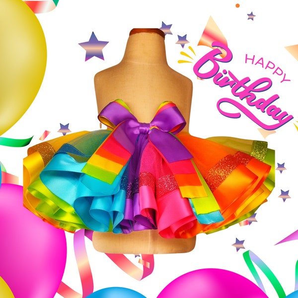 Rainbow Glitter Tutu Skirt. Rainbow Tutu. Baby girl tutu skirt. Toddler tutu. Girl tutu. Birthday party outfit. Tutu dress. 1st birthday.