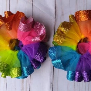 Rainbow glitter tutu socks. Ankle tutu socks. Baby tutu socks. Toddler tutu socks.  Girls tutu socks.  Detachable tutu. Ruffle socks. Ribbon