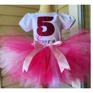 5th Birthday Outfit. Tutu Set. Pink Tutu Skirt. Embroidery Shirt. Baby Girl Tutu Skirt. Toddler Girl Tutu. Girls Tutu. Personalized Gifts.