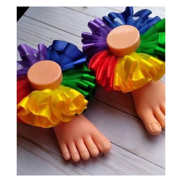 Multicolored Ankle Tutu Socks. Baby Toddler Girls Birthday Dress. Ribbons Detachable. Personalized Gifts.