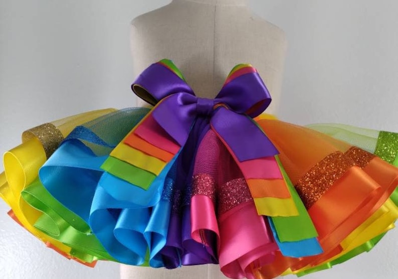 Rainbow Colors With Glitters Tutu Baby Girl Tutu Birthday - Etsy