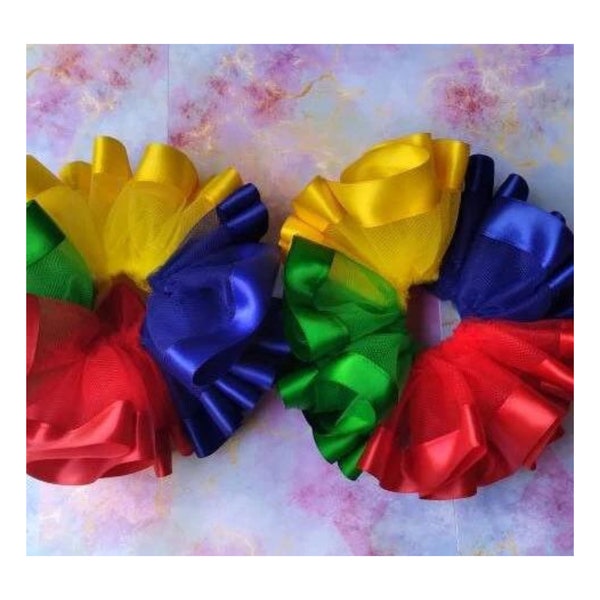 Multicolored Ankle Tutu Socks. Baby Toddler Girls Birthday Outfits.  Ruffle Ribbons.  Personalized Gifts.