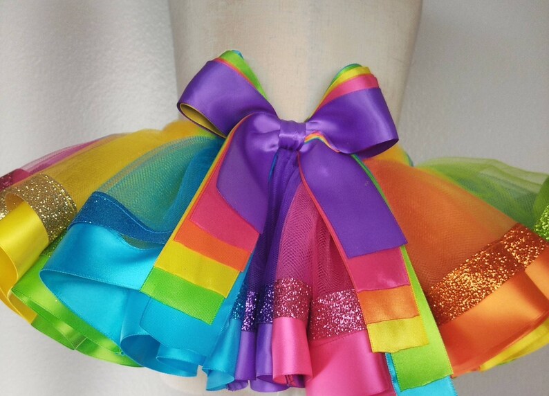 Rainbow Colors With Glitters Tutu Baby Girl Tutu Birthday Etsy