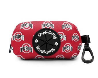 Ohio State Buckeyes | Dog Poop Bag Holder | Officially Licensed | Easy Clip to Attach to Any Leash