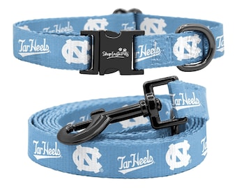 UNC Tar Heels Adjustable Dog Collar and Leash Set | Officially Licensed | Fits all Pets!