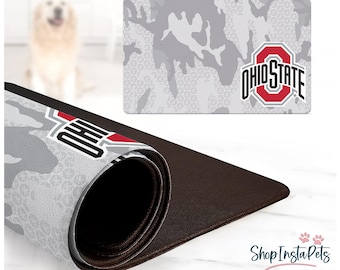 Ohio State Buckeyes Water-Proof Pet Food & Water Bowl Mat | 18" x 29" | Non-Slip | Officially Licensed