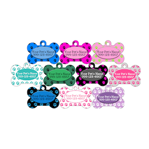 Cute Paw Prints Custom Pet Id Dog Tag Personalized w/ Your Pet&#39;s Name and Number