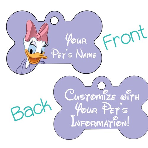 Daisy Duck Disney Dog Tag Personalized Pet Tag Pet Id Tag Etsy