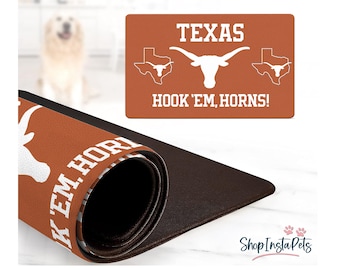 Texas Longhorns Water-Proof Pet Food & Water Bowl Mat | 18" x 29" | Non-Slip | Officially Licensed