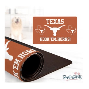 Texas Longhorns Water-Proof Pet Food & Water Bowl Mat | 18" x 29" | Non-Slip | Officially Licensed