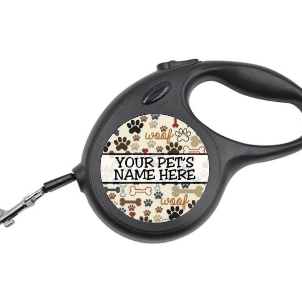 Cute Dog Paws Retractable Dog Leash Personalized w/ Your Pet's Name