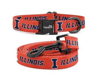 Illinois Fighting Illini Adjustable Dog Collar & Leash Set | Officially Licensed | Fits all Pets!