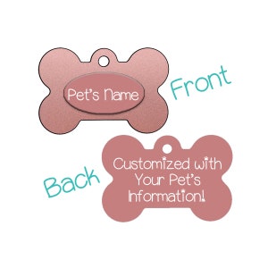 Élégant Cute Rose Double Sided Pet Id Dog Tag Personnalisé w/ 4 Lignes de texte