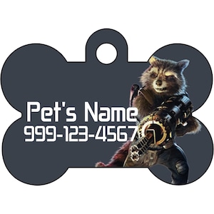 Raketenwaschbär | Disney Wächter der Galaxy Pet Id Hund Tag | Personalisierte w / Name und Nummer Ihres Haustieres