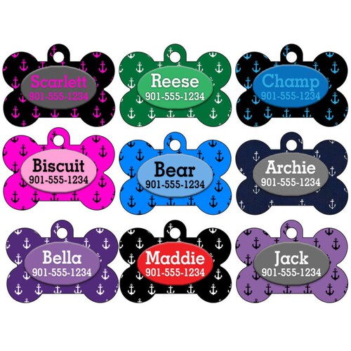 Personalized Nautical Αnchor Dog Tag ID for Collar With Etsy