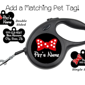 Cute Minnie Bow Retractable Leash Personalized for Your Pet image 2