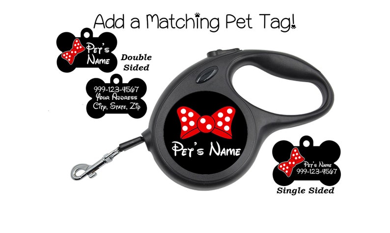 Cute Minnie Bow Retractable Leash Personalized for Your Pet image 2