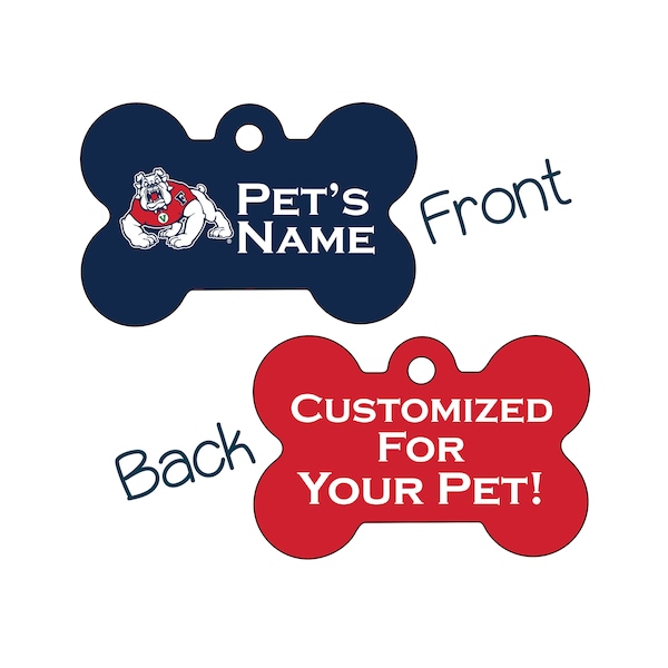 Fresno State Bulldogs 2-Sided Pet Id Dog Tag | Officially Licensed | Personalized for Your Pet