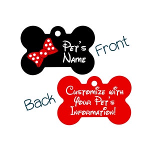 Minnie Bow | Disney 2-Sided Pet Id Dog Tag | Personalized for Your Pet