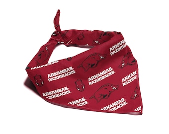 Arkansas Razorbacks NCAA Bandana for Dogs & Cats | Officially Licensed | Fits Pets of all Sizes | Makes a Great Gift