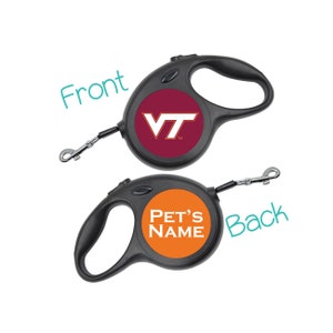 Virginia Tech Retractable Dog Walking Leash | Officially Licensed | Personalized for Your Pet