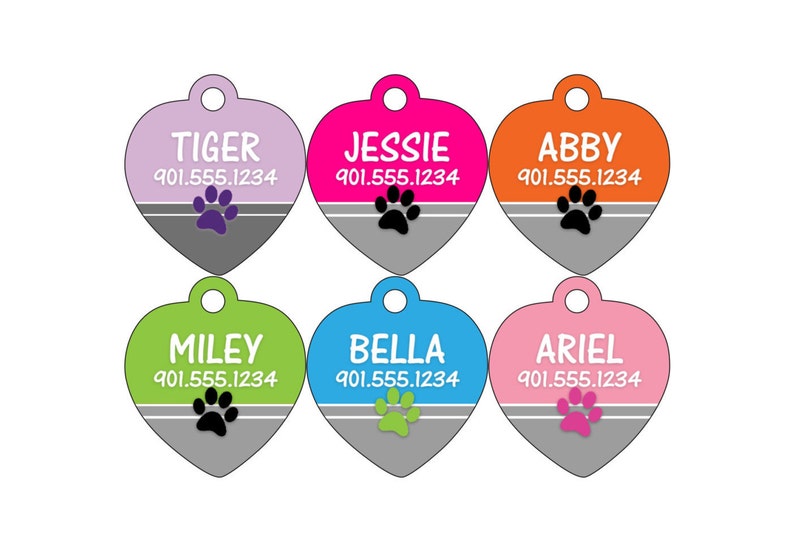 Cute Paw Print Custom Pet Id Tag for Dogs and Cats | Etsy