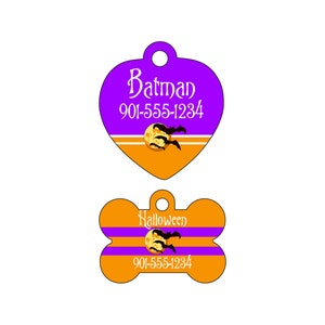 Halloween Bats Pet Id Tag for Dogs and Cats Personalized w/ Name & Number