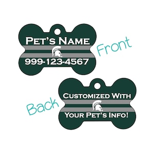 Michigan State Spartans 2-Sided Pet Id Dog Tag | Officially Licensed | Personalized for Your Pet