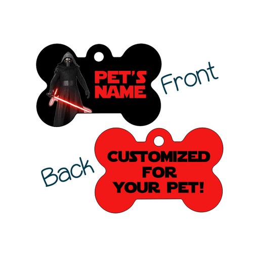 Kylo Ren Star Wars 2sided Pet Id Dog Tag Personalized for Etsy