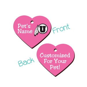 Utah Utes 2-zijdige Pet Id Tag voor Honden & Katten | Officieel in licentie gegeven | Gepersonaliseerd voor uw huisdier