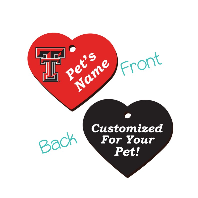 Officially Licensed Personalized for Your Pet Texas Tech Red Raiders 2-Sided Pet Id Dog Tag 