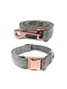 Rose Gold Collar and Leashes | Gray Tweed Collars and Leashes w/ Rose Gold Buckles 