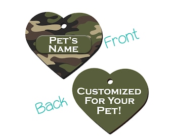 Camo 2-Sided Pet Id Tag for Dogs & Cats | Army Green Camo | Personalized for your Pet!