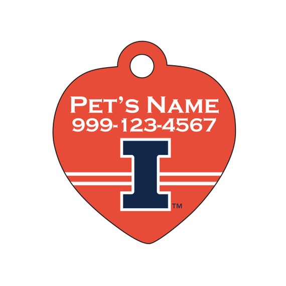 Personalized for Your Pet Illinois Fighting Illini Pet Id Dog Tag Officially Licensed 