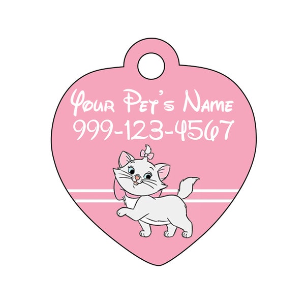 Disney Aristocats Marie Pet Id Cat Tag Personalized w/ Your Pet's Name and Number