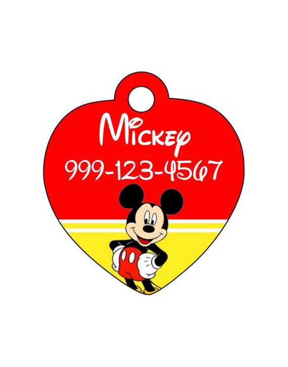 Disney Mickey Mouse Pet Id Tag for Dogs and Cats Personalized Etsy