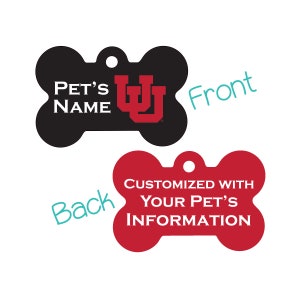 Utah Utes 2-zijdige Pet Id Dog Tag | Officieel in licentie gegeven | Gepersonaliseerd voor uw huisdier